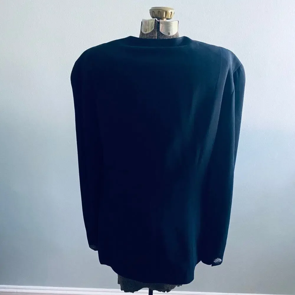 Vintage Christian Dior black collarless blazer